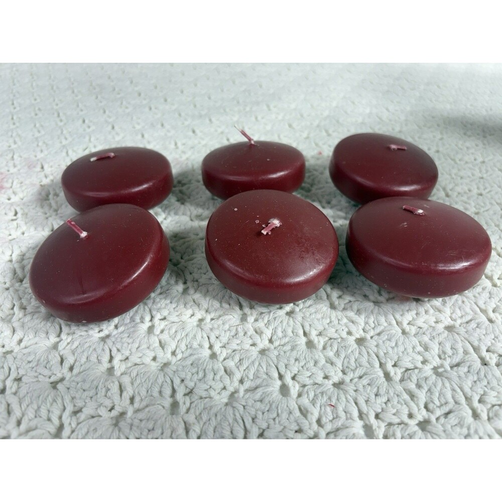 Floating Candles Burgundy Apple Crisp Scented 6 Candles 3” NEW Candle-Lite